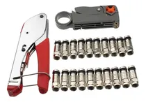 Comprar Crimpeadora Rg6 Coaxial + 20 Conectores + Pelacable