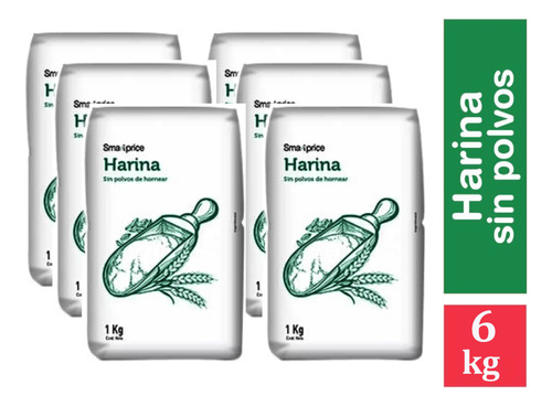 Harina Sin Polvos De Hornear 1 Kg Smart Price Pack 6