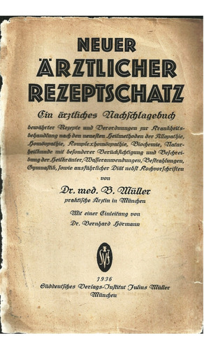 Libro Antiguo Recetario Medico Aleman De 1933 Dr Muller