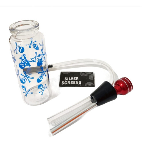 Imagen 1 de 8 de 2 Mini Bongs De Bolsillo De Vidrio Con Manguera + Rejillas