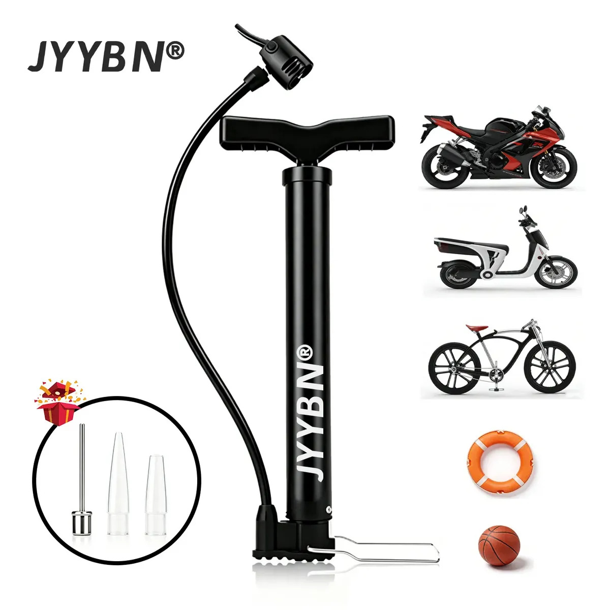 Bomba de Aire Portátil JYYBN para Bicicletas con Presión de 120 PSI y Válvula Francesa