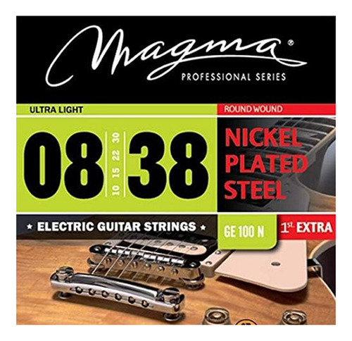 Cuerdas Guitarra Eléctrica Extra Light Magma 0.8 0.38 Ge100n