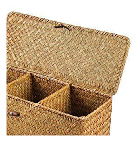 7p Cesta De Almacenamiento Multiusos Con Tapa Tejida 3