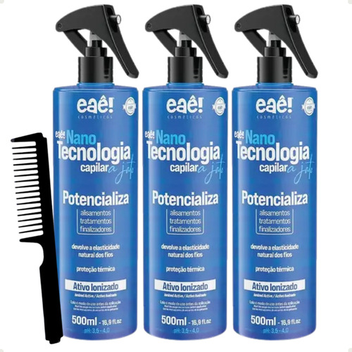 Kit 3 Nano Tecnologia Ionizador Potencializador Blue 500ml