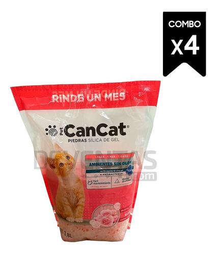 Imagen 2 de 9 de Piedritas Sanitarias Silica Rosas 3,8l - Pack X 4un | Cancat