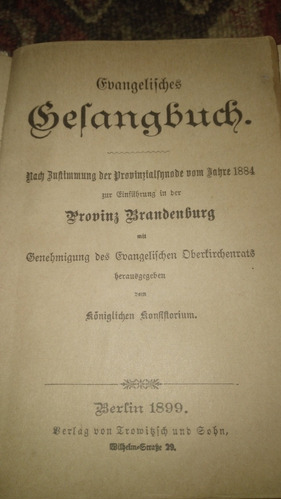Himnario Evangélico Antiguo Alemán Del Año 1899