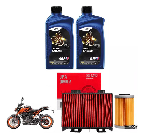 Kit Service Ktm 200 250 390 Filtros + Aceite Elf 20w50 Sia++