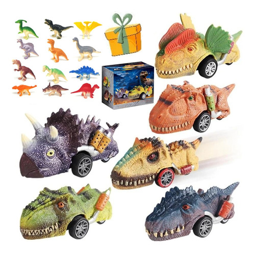 Coche De Dinosaurio Para Niños, 6 Unidades Y 12 Dinosaurios