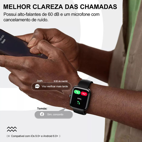 Relógio inteligente Mertto Smartwatch Alexa Bluetooth Call 1,83 polegadas Idw25 Mesh Strap Cor preta Ip68