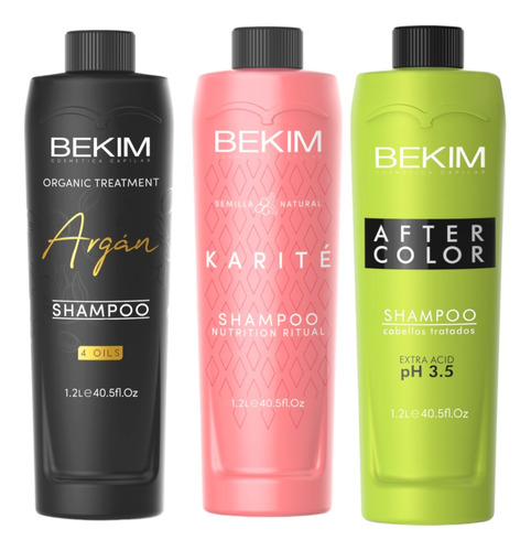 Combo Shampoo 1200ml De Bekim Argan, Karite After Color
