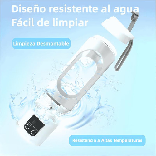 Trituradora De Hielo Portátil Recargable De 450 Ml Y 8 Cuchi