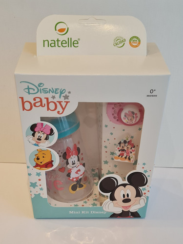 Kit De Regalo Mamadera, Chupete Y Portachupete Mickey Minnie