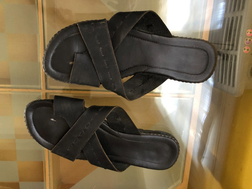 Sandalias  Negras De Cuero Talle 39