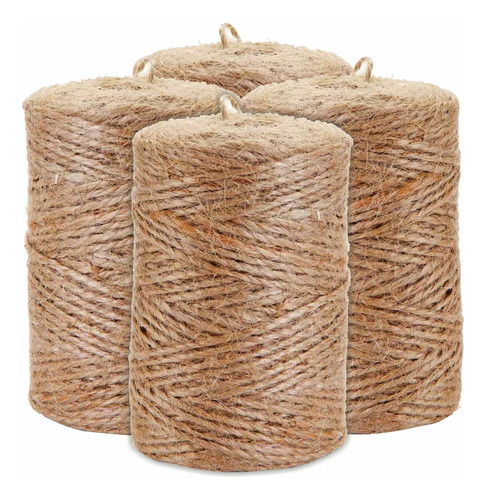 Aragonmx 4p Mecate Cordon Henequen Yute Natural 2 Cabos 100m Color Marrón Claro