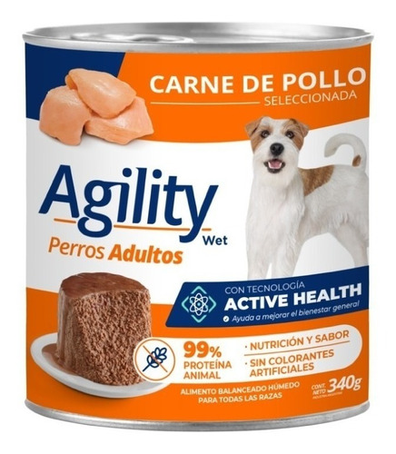 Alimento Agility Active Health Agility Active Health  para perro adulto todos los tamaños sabor pollo en lata de 340 g