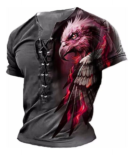 Camiseta De Manga Corta Con Estampado De Águila Para Hombre