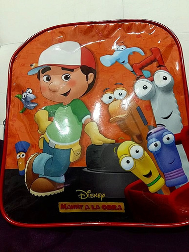 Mochila Jardin Disney Manny A La Obra 12 Pulgadas .