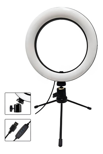 Ring Light Luminaria Led 16cm 8706 Tripe Ferro Tripe Celular