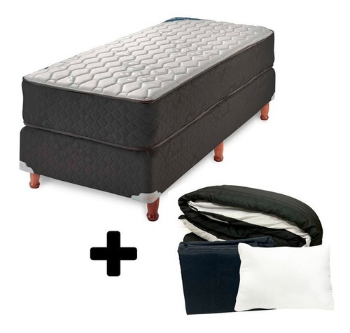 Sommier Colchon 1 Plaza Spring Resortes + Set De Cama Tuyen