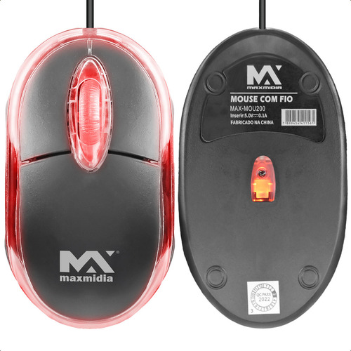 Mouse Óptico Conexão Usb Led Compatível Com Pc E Notebook