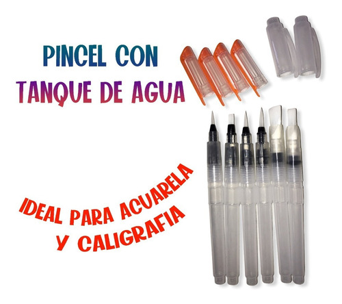 Set 6 Pinceles De Agua Waterbrush Acuarela Caligrafía 