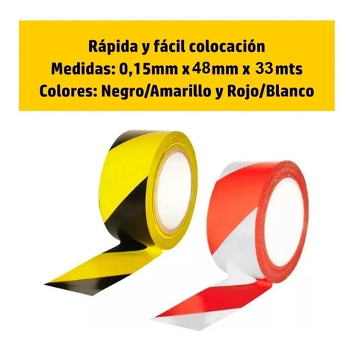 Imagen 3 de 10 de Cinta Demarcatoria Cebrada Pvc 48x33m Premium Doble A