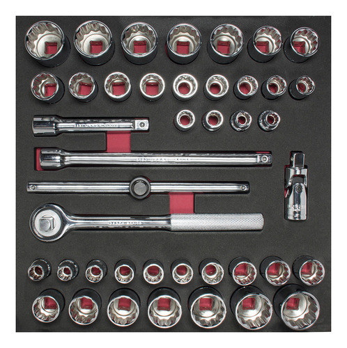 Juego Dados Cortos Y Accesorios Cuadro 1/2 Combinados 42 Pz