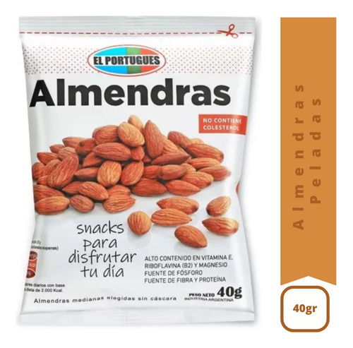 Snack De Almendras Peladas - El Portugues - Paquete X 40g