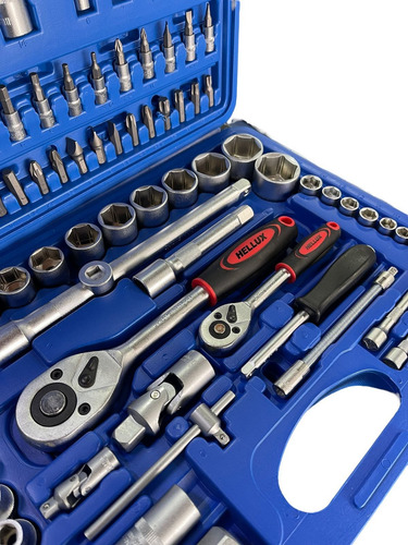 Imagen 4 de 11 de Kit Caja 94 Pcs Herramientas Llaves Tubos Puntas Hellux
