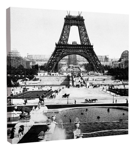 Cuadro Decorativo Canvas Construccion Torre Eiffel 1889 Color Natural Armazón Natural