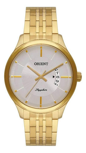 Relógio Orient Masculino Eternal Safira Mgss1257 S1kx Cor da correia Dourado Cor do bisel Dourado Cor do fundo Branco