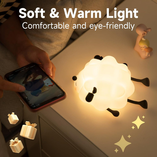 Luz Nocturna Led Recargable Para Niños, Regulable De 3 Nivel