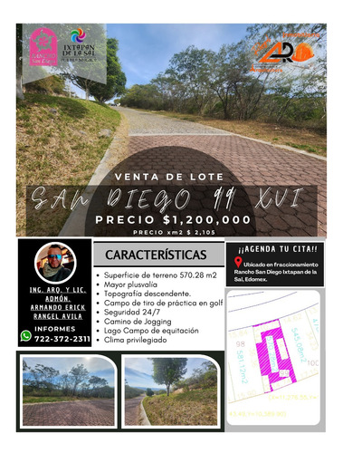 Venta Lote San Diego 99 Mz Xvi Con Todos Los Servicios, Vistas Panorámicas, Proyecto Arquitectónico Incluído En Av Principal Fracc Rancho San Diego Ixtapan De La Sal Edomex