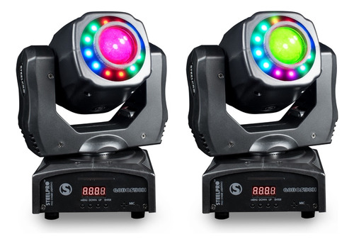 Kit 2 Cabezas Moviles Spot 90h Con Gobos 90 Watts - Steelpro