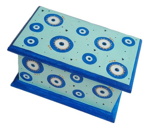 Caja De Te Alhajero Pintada A Mano Ojo Turco Varios