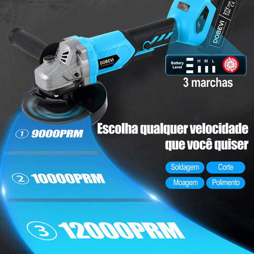 Kit Esmerilhadeira Lixadeira Angular 21v 2 Baterias Dobevi FU-JS008