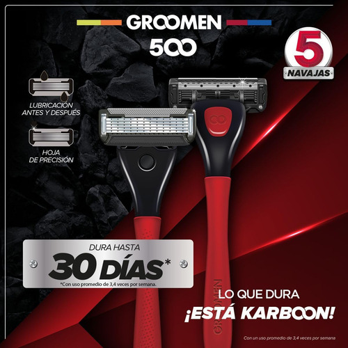 Groomen 500, Rastrillo Con Cinco(5) Cuchillas Con Nanotecnol