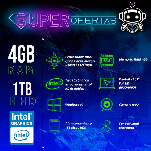Acer Todo En Uno All In One = I3 4gb Ram + 1tb + Regalos !!