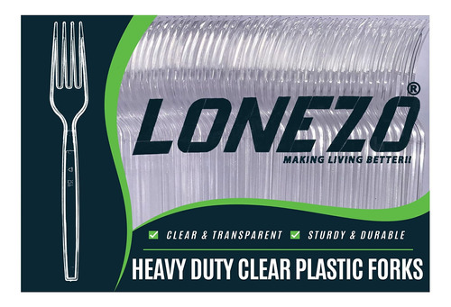 Lonezo 150 Unidad Tenedor Plastico Transparente Desechabl