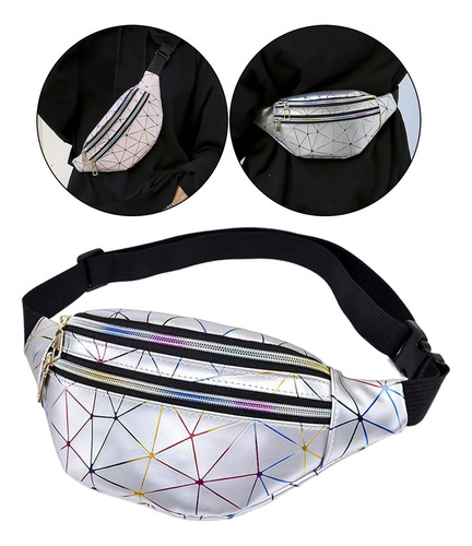 Bolsa De Cintura Crossbody, Prata 31cm X 13cm X 8cm Prata