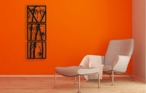 Imagem 4 de 4 de Trio Quadros Bambú Mdf Escultura De Parede Vazada 30cm