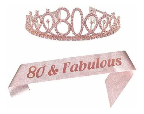 Paquetes De Fiesta - 80th Pink Birthday Tiara And Sash Happy