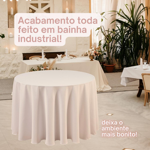 Kit 10 Toalha De Mesa Redonda 3 Metros Diâmetro Oxford Festa Com Bainha Industrial