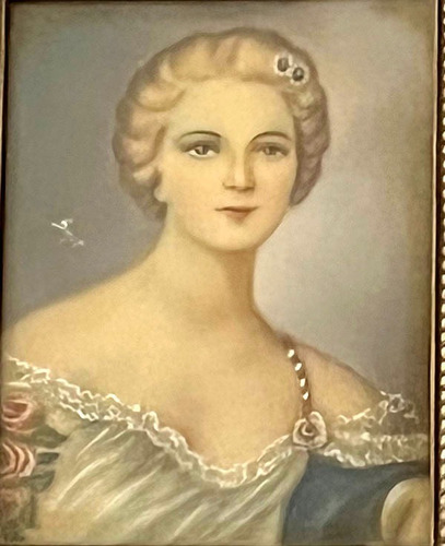 Antigua Pintura Original Firmada Retrato Dama Miniatura 