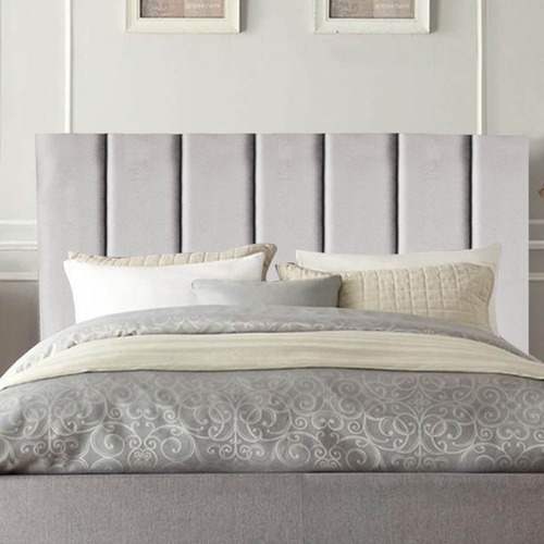Cabeceira Estofada Cama Solteiro 90 Cm Sophia Carla Suede Cor Cinza Claro