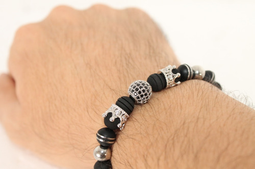 Pulseras Neopreno Acero Inoxidable Con Dije Caballero 7v