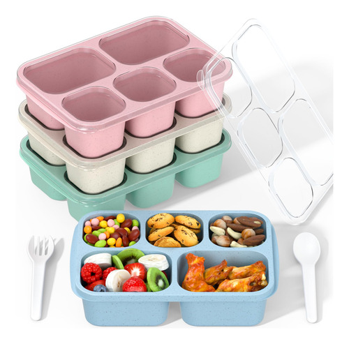 Bento Box Adult Lunch Box 4 Pack 5 Compartment Meal Prep
