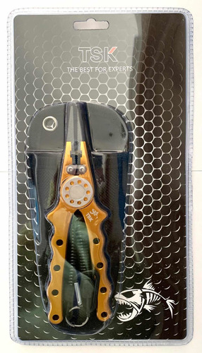 Imagen 1 de 6 de Pinza Pesca De Aluminio Tsk Abre Anillas + Alicate + Cable