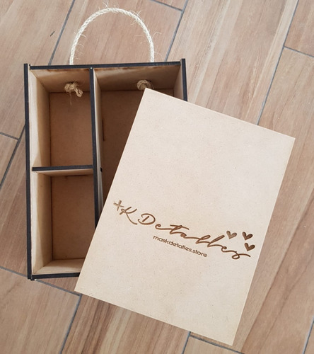 Caja Mdf Con Mecate Pintada Grabada Para Tequila Mezcal S/b