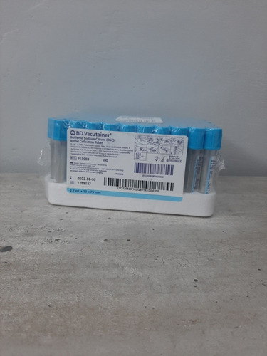 Tubo Vacutainer Bd Con Tapón Azul Gradilla De 100 Unidades